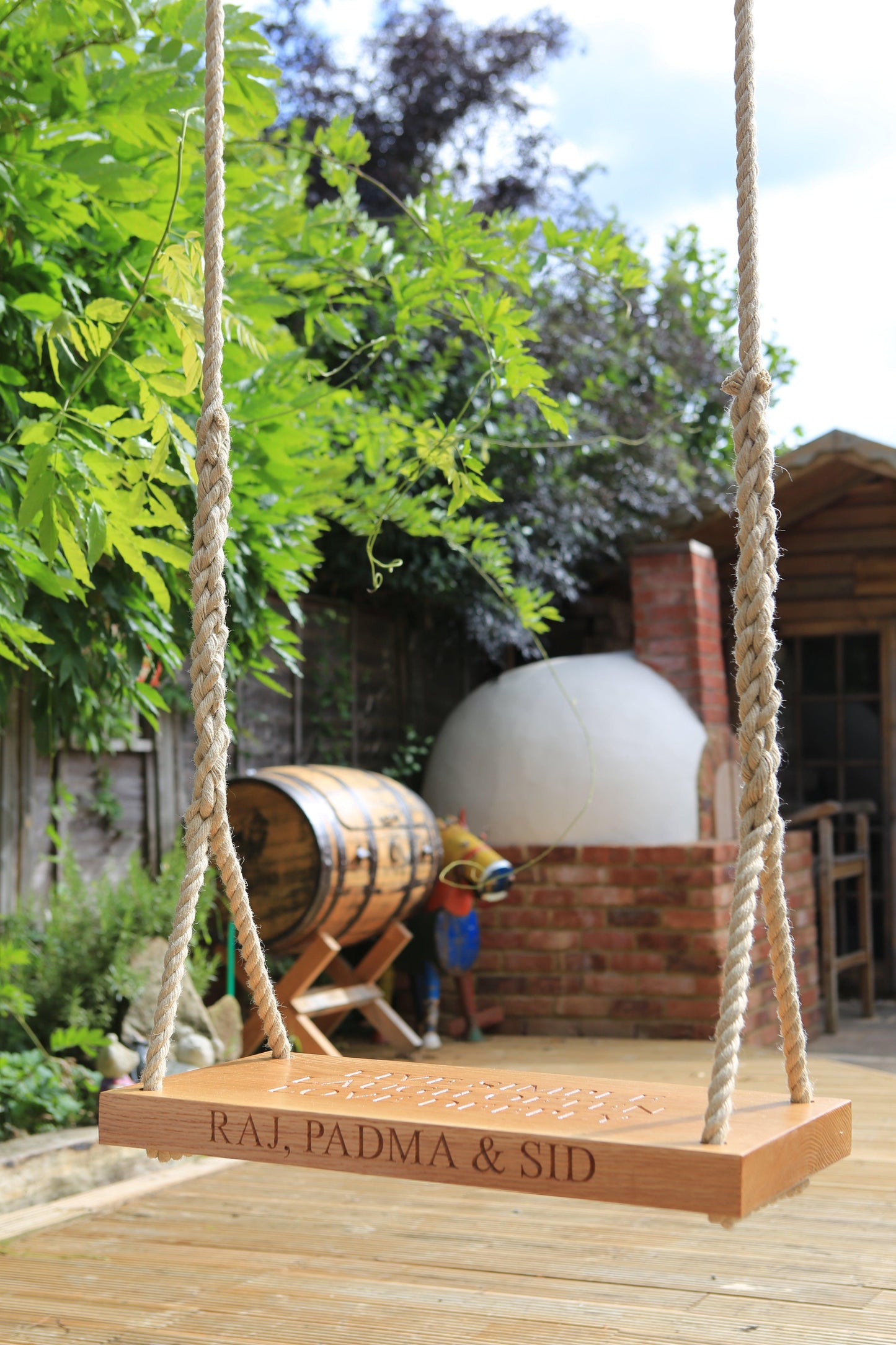 60cm Oak Swing - Carved Text On Two Sides - woodnlotsoflove