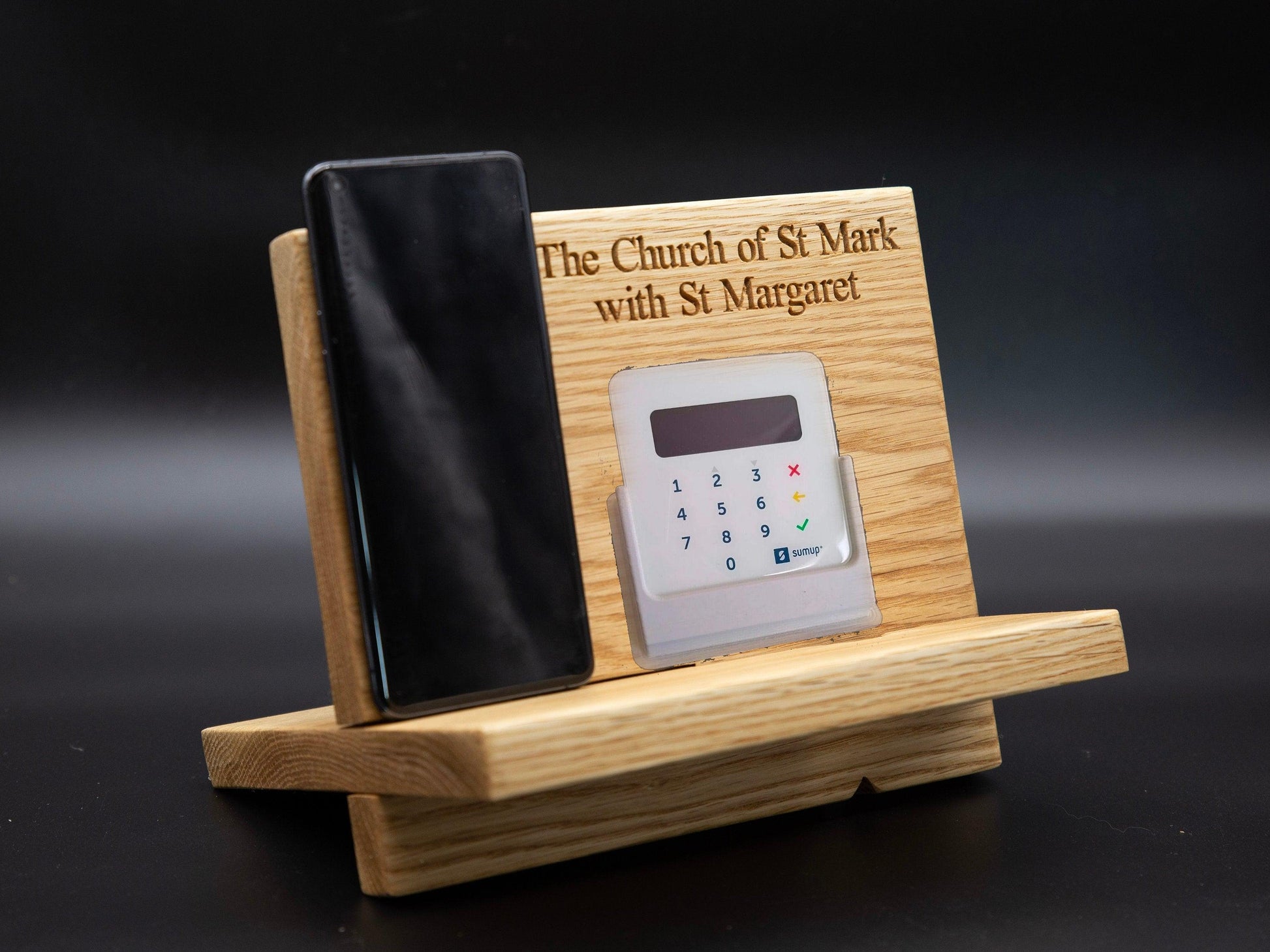 Oak Card Reader Stand - Business POS Reader - woodnlotsoflove