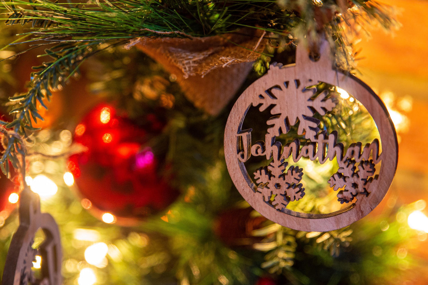 Personalised Oak Christmas Tree Bauble - woodnlotsoflove