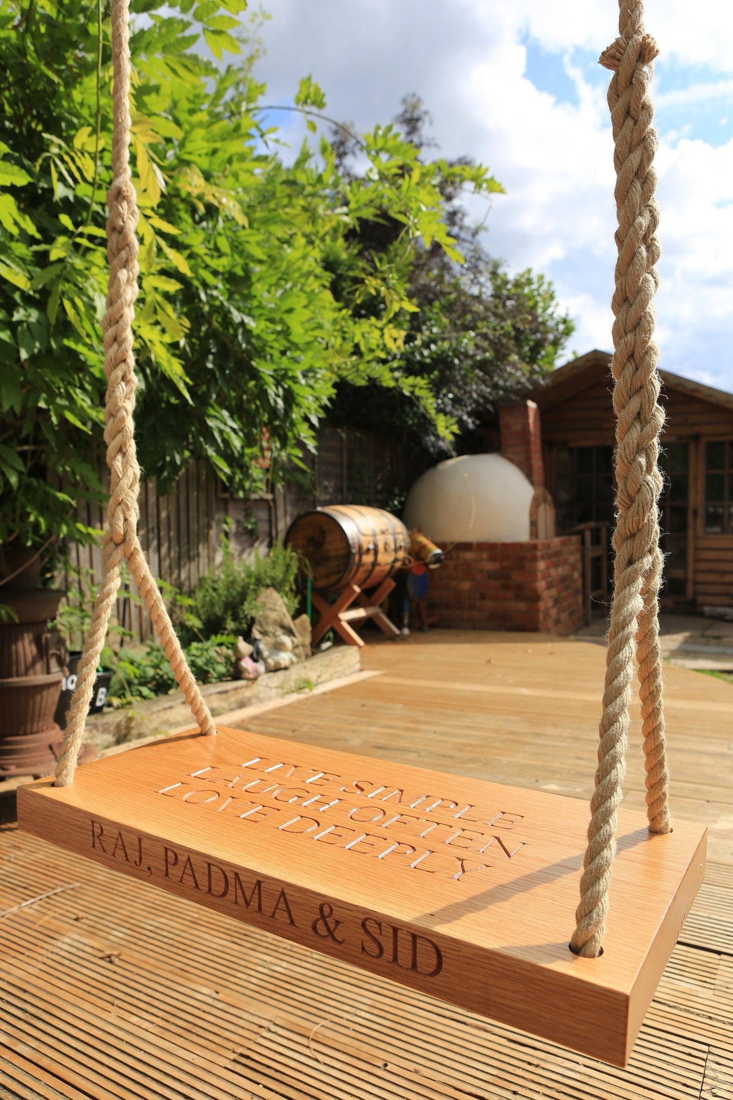 80cm Oak Swing - Carved Text On One Side - woodnlotsoflove