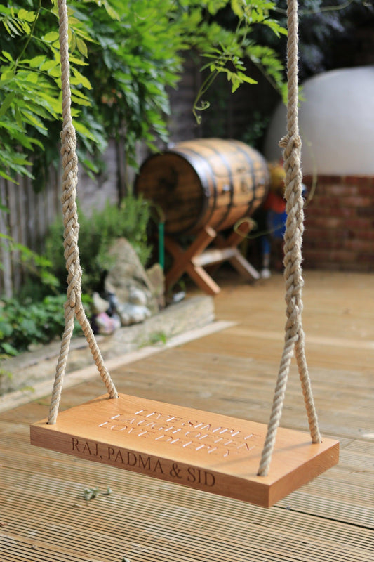 80cm Oak Swing - Carved Text On One Side - woodnlotsoflove