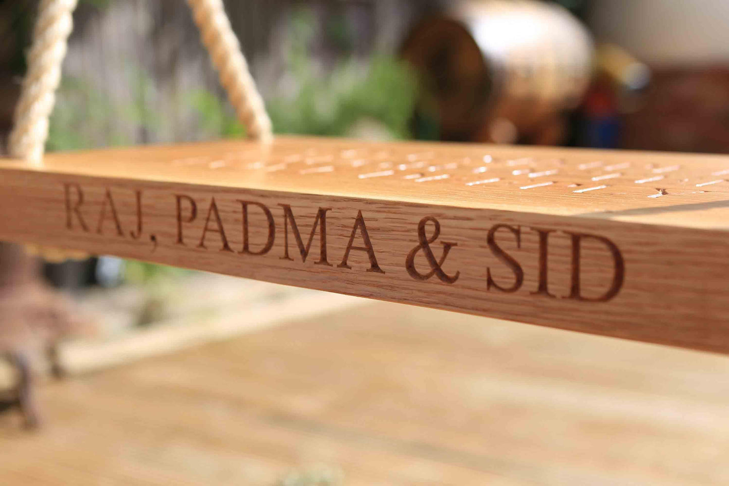 80cm Oak Swing - Carved Text On Two Sides - woodnlotsoflove