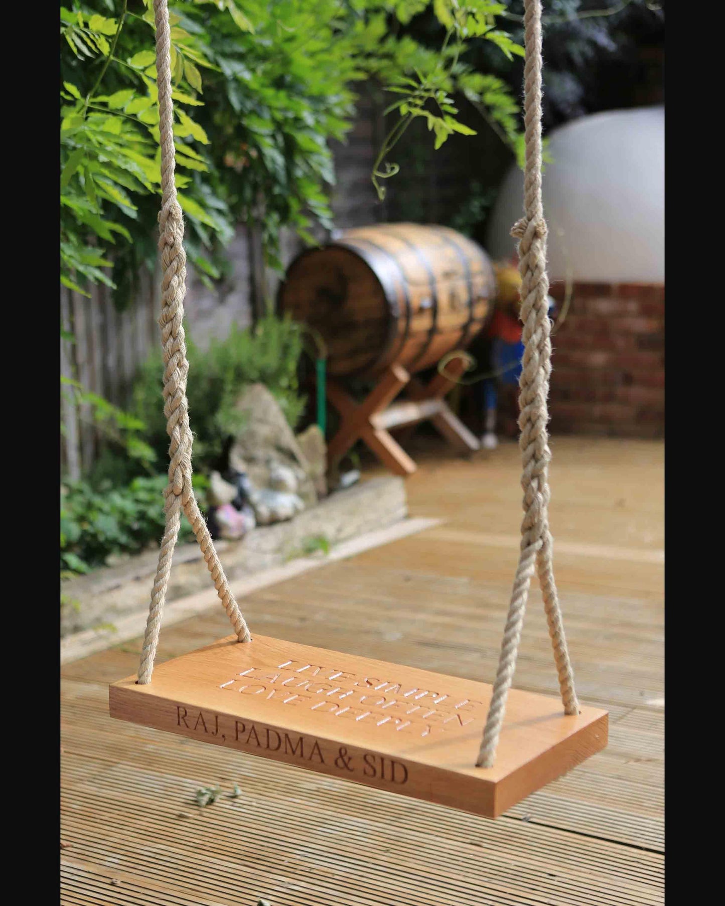 80cm Oak Swing - Carved Text On Two Sides - woodnlotsoflove