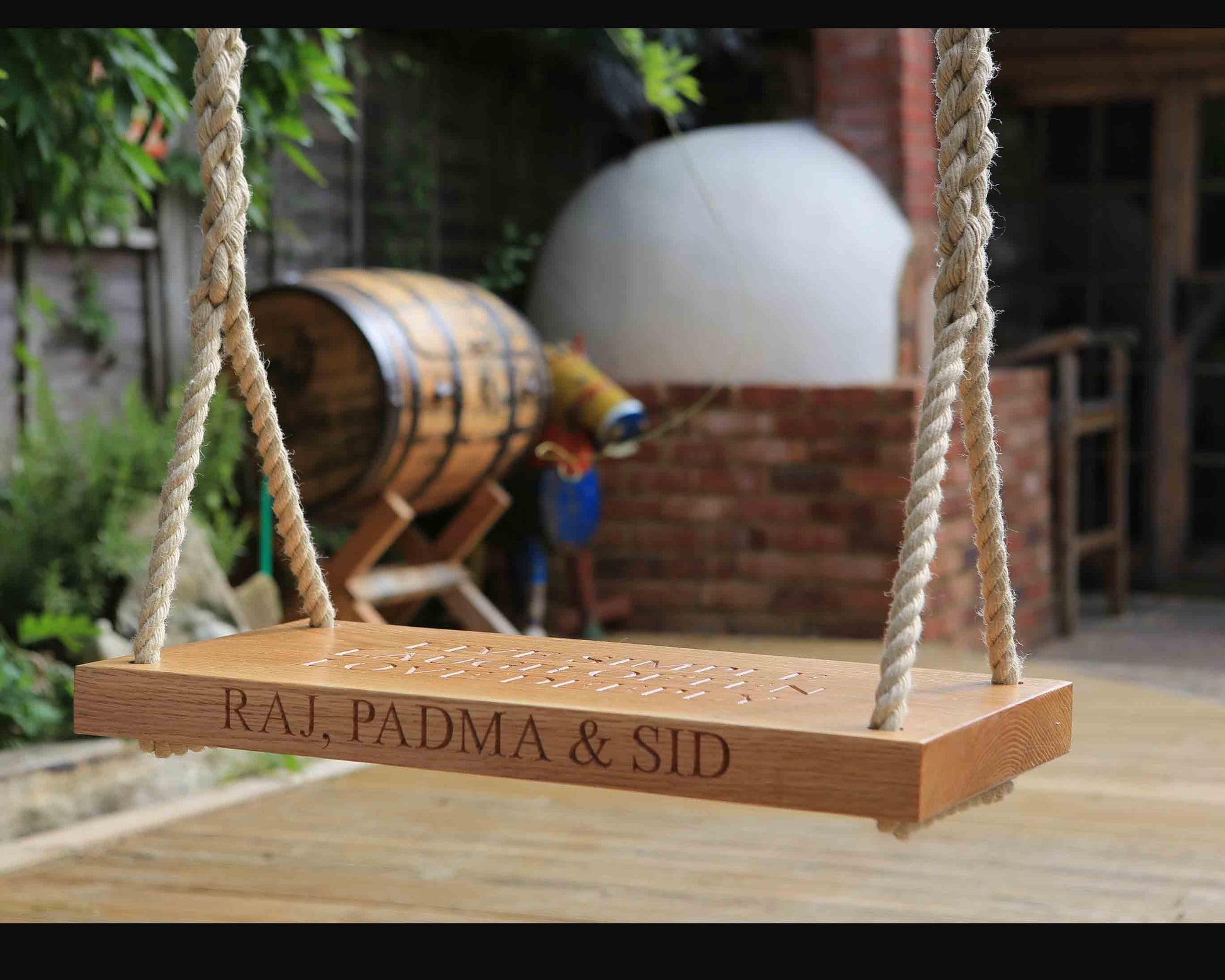 80cm Oak Swing - Carved Text On Two Sides - woodnlotsoflove